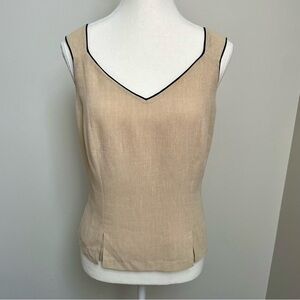 Elegant Beige Tank Top with Black Trim